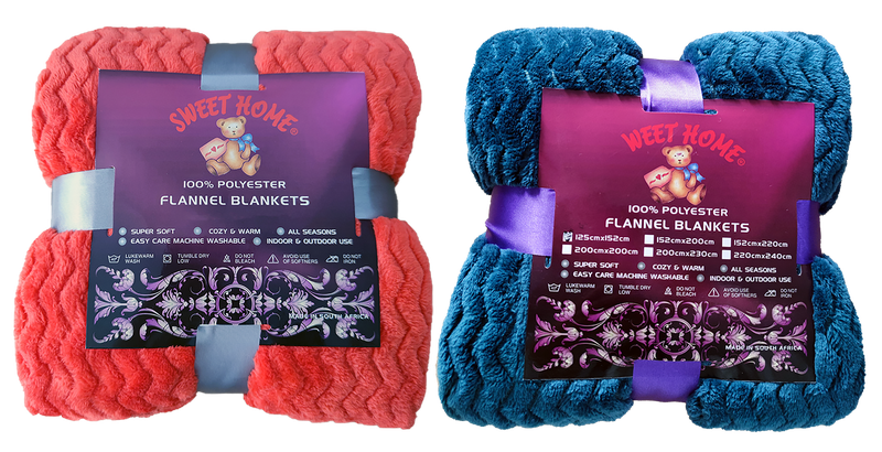 Stylish Warm ZipZag Flannel Blanket - 2 Pieces Value Pack