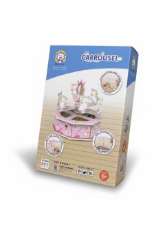Wooden Carousel Puzzle Kit - Buildable Motorized Standing Carousel