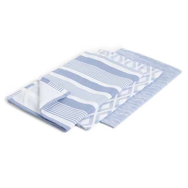 George &amp; Mason - Hampton Blue Tea Towels - Pack of 3