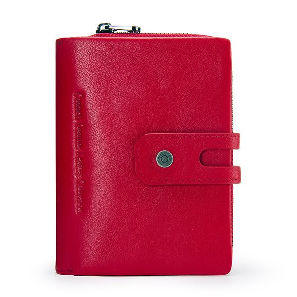IPSTYLE Wallet Zipper Genuine Leather Short Wallets Coin Purse