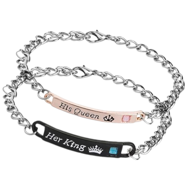 Adjustable Chain Bracelets with Crystal Accents for Him &amp; Her - Gold/Black