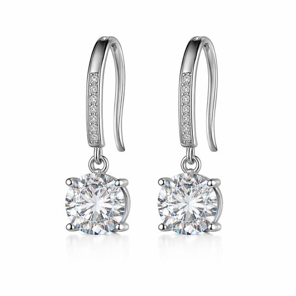 Woman Fashion Cubic Zirconia Drop &amp; Dangle Earrings - Silver Tone
