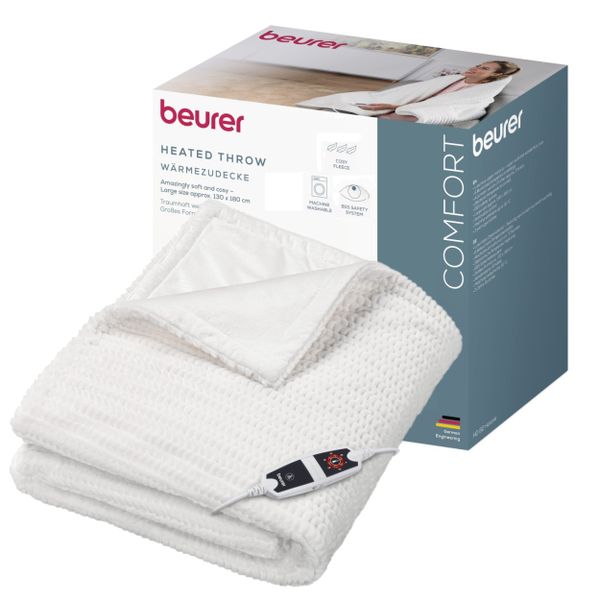 Beurer Electric Blanket HD 82 H Portable Heated Throw for Sofa, Bed, Study