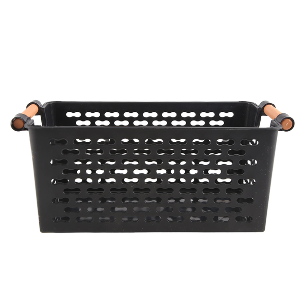 Plastic Desktop Rectangular Bathroom Storage Box Bath Basket Black