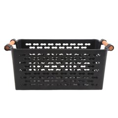 Plastic Desktop Rectangular Bathroom Storage Box Bath Basket Black