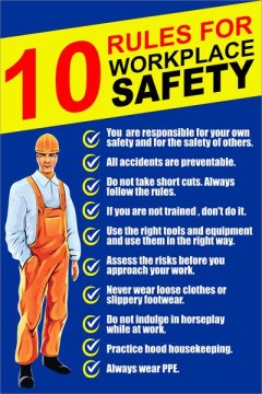 10 Rules for Workplace Safety 81x123cm Sign.