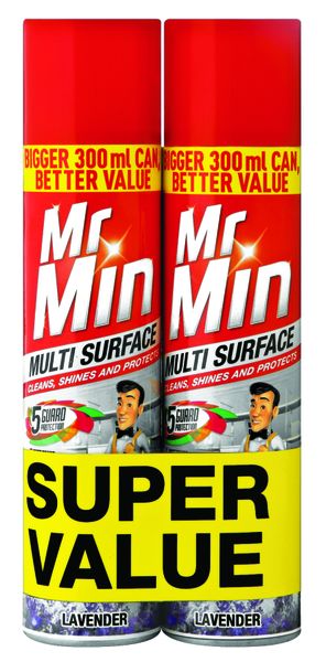Mr Min 300ml, Value Pack, Multi Surface Cleaner, Furniture Polish, Lavender