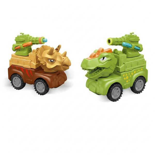 2 Pieces Dinosaur Toy Cars with Launching Projectiles