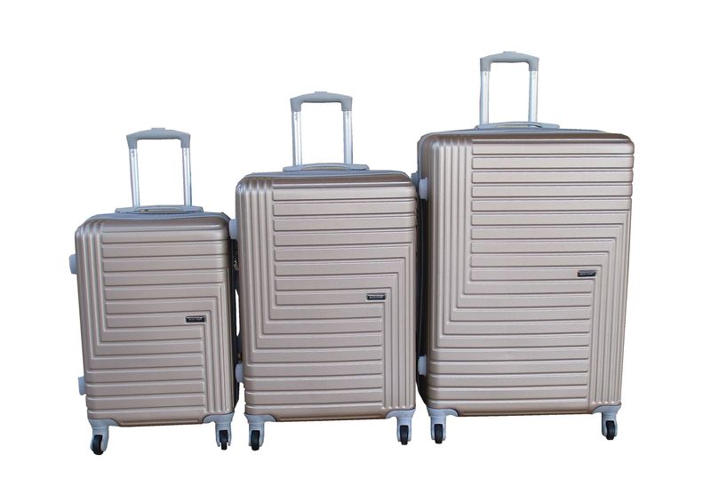 Gold 3-Piece ABS Luggage Set Locks,Spinner Wheels&amp;Telescoping Handles.