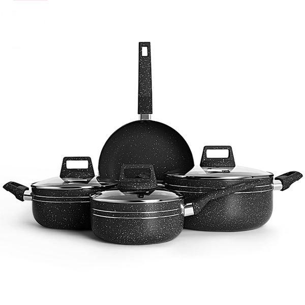 C&amp;E 7-Piece Aluminium Cookware Set - Non-Stick Black Multi-Stove Compatible