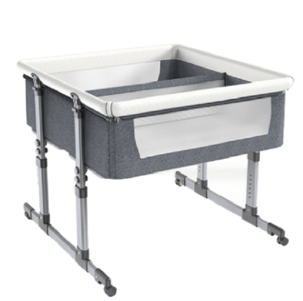 Co-Sleeper Bedside Travel Crib Baby Double Bed Set-Grey