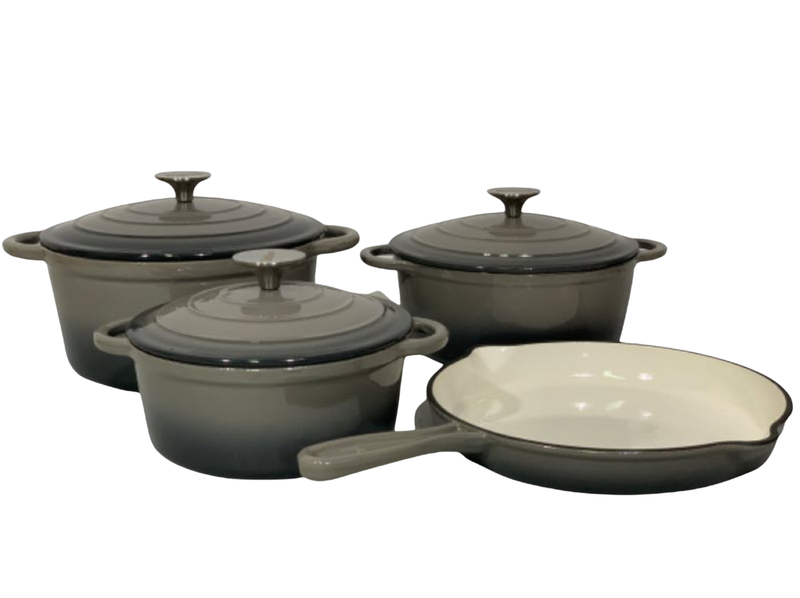 Authentic Cast Iron Dutch Oven Cookware - 7 Pieces Pot Set