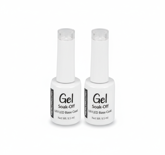 Healthglow Gel Nail Polish Base Coat 9.5ml - Quick Dry, Glossy - 2 Pack