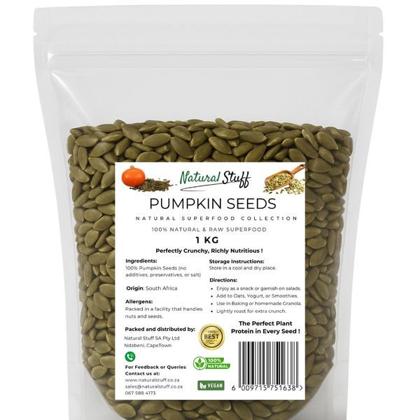 Natural Stuff Pumpkin Seeds 1kg - Raw, Crunchy &amp; Protein-Rich Snack