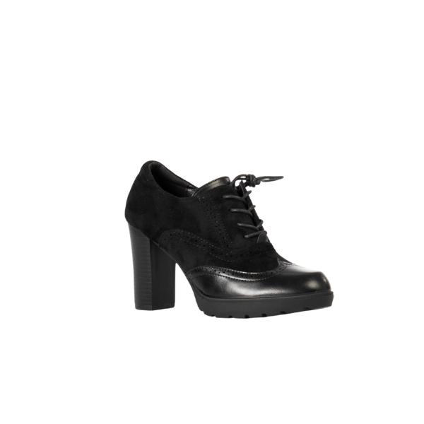 LaMara Paris Women's Lace-Up Brogue Ankle Boots With Platform Heel Brown