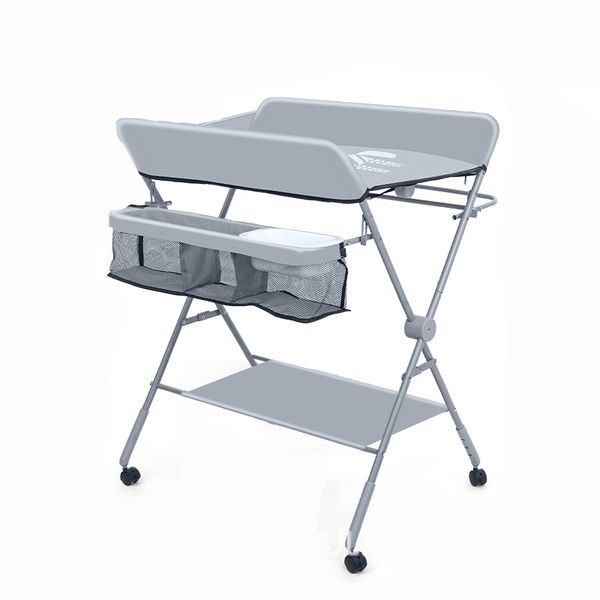 Baby Changing Table with Wheels Adjustable Height Nursery Organizer