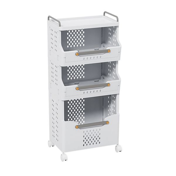 3-Tier Trolley,Cart,Living Room Storage Shelf,Laundry Basket With Rolling