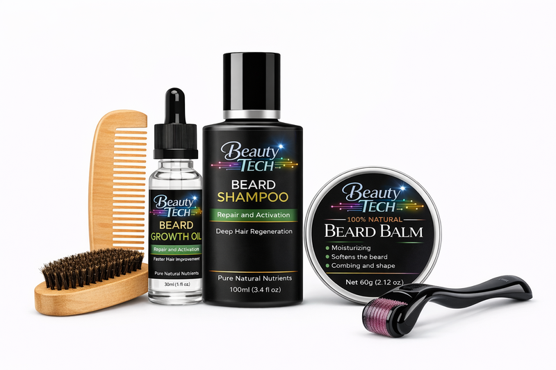 Beauty Tech Luxurious Men's Beard Grooming, Growth &amp; Care Set
