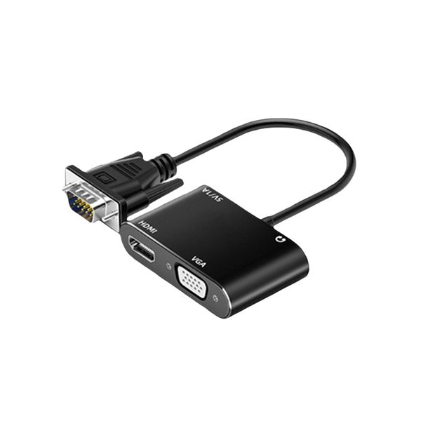 VGA to HDMI 1 In 2 Out Adapter Compatible with Computer Monitor