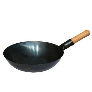 HouzeComfort Traditional Hammered Chinese Stir Fry Wok with Spatula - 36cm