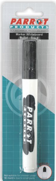 Parrot Whiteboard Marker Bullet Tip - Black (Blister 1)