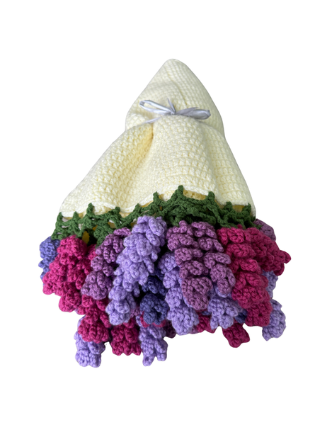 Handmade Lavender Crochet Flower Bouquet Blanket - Soft Knit Throw Gift