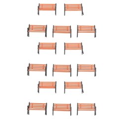 15Pcs Plastic Model Park Bench Model Landscape 1 50 with Black Arm