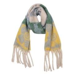 Boucle Faux Mohair Jacquard Four-Leaf Flower Scarf