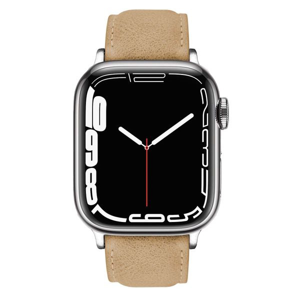 Premium Leather Strap for Silver 45mm Apple Watch Series 7 - Sandstone