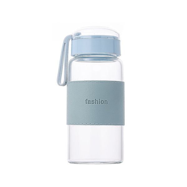 Light Blue Leather Anti-Scald Glass Cup