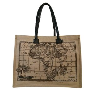 Africa Map Cotton Canvas Shopper Bag