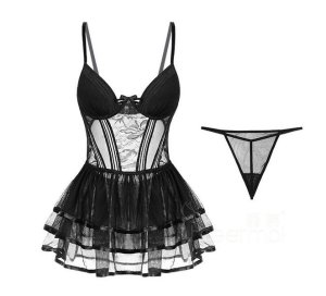Women Perfect Women Black Lingerie Cute Princess Dress Cose play Game Gift