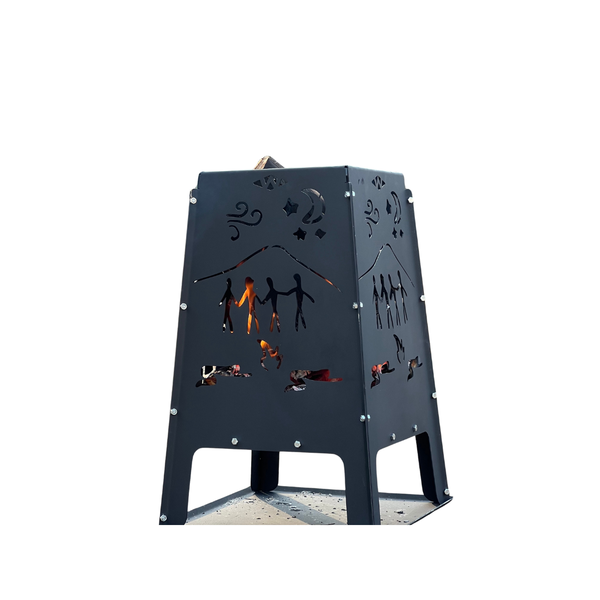 Fire Pit Tower - Caveman Paintings Silhouette