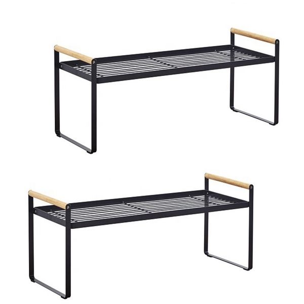 Universal Kitchen Shelf Counter Pantry Storage Organizer Rack - 2Pack - Black