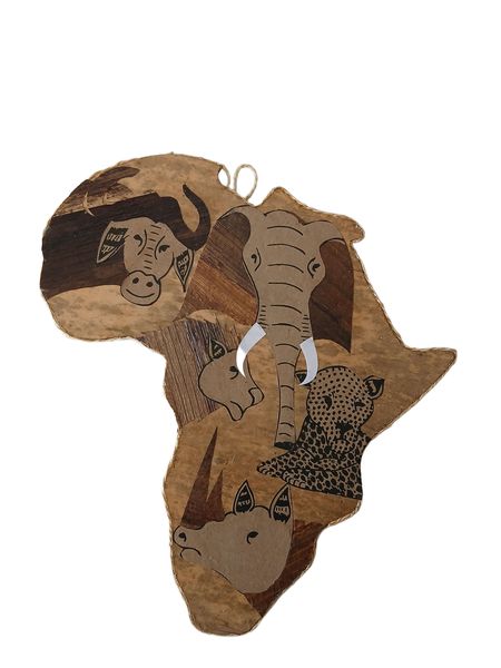 Handcrafted Africa-Shaped Wooden Wall Art