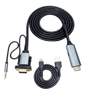 AICOM - VGA To HDTV Adapter with Audio Cable Plus USB-C V5 Cable