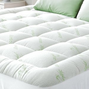 Topika Bamboo Mattress Topper Cooling Pillow Top Protector, 3 size Optional