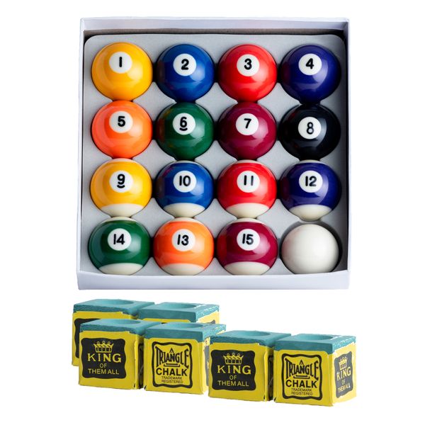 Pool Balls Set and Chalk Combo