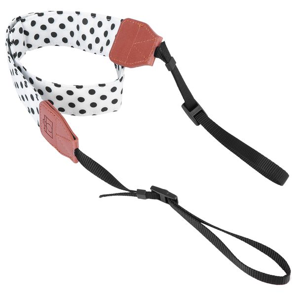 White/Black Dots PU Leather Camera Strap