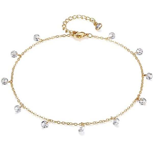 ZELTRYN Fashionable Tassel Chain Anklet with Rhinestones