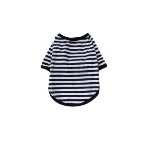 Dog T Shirt - Breton Black &amp; White Stripes - Medium
