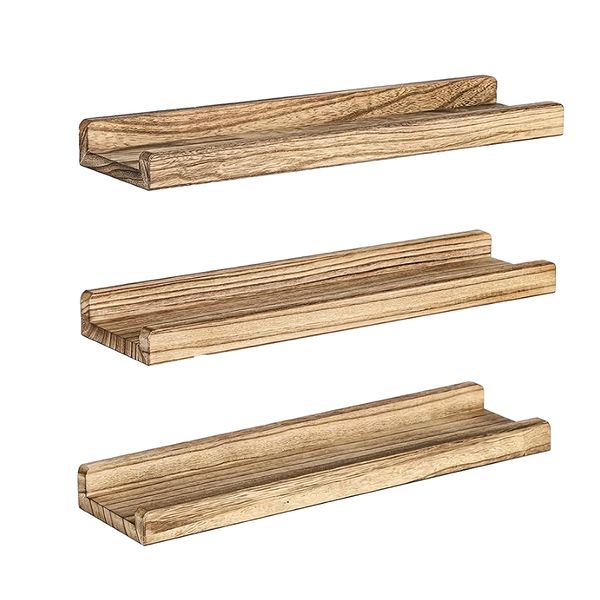 3 Pieces Wall Mounted Floating Shelves Rustic Wood Wall Shelf