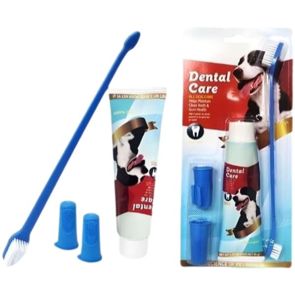 Dental Care Kit for Dogs, Toothbrush, Toothpaste, Finger Brushes, Pet Oral