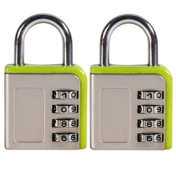 2 Pack - 4-Digit Combination Padlock - Multicolour