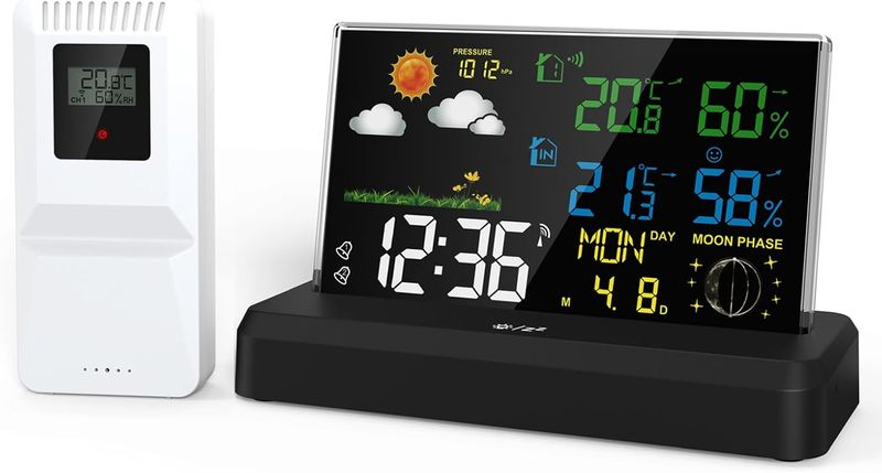 Wireless Weather Station Indoor Outdoor Thermometer for Nursery Home Office