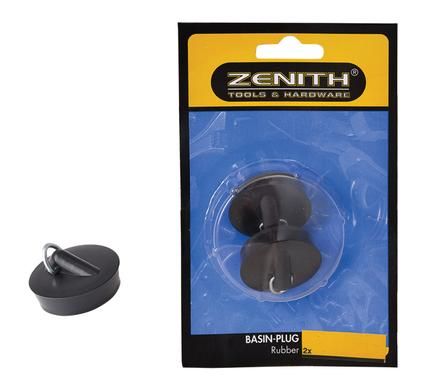 Bulk Pack 15 X Zenith Rubber Basin Plug Black 2 Piece Pack