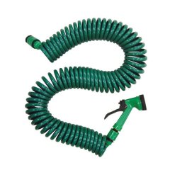 Spiral Retractable Water Hose with 5 Function Spry Nozzle (15m)