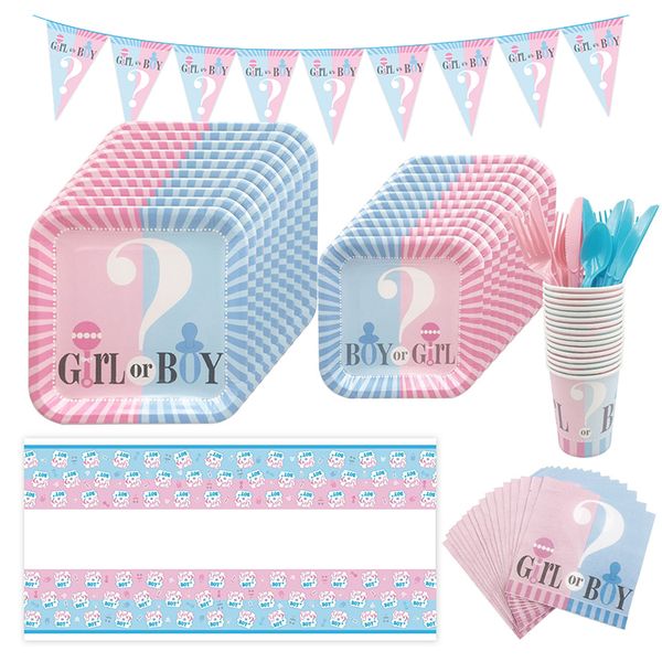 iKids 16 Guests Party Tableware-Baby Gender Reveal
