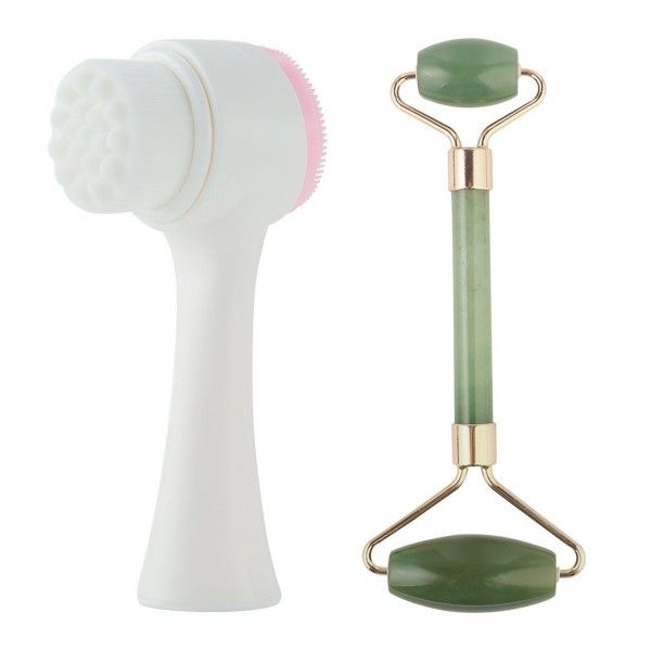 2 in 1 Facial Cleansing Brush and Massage Roller Set