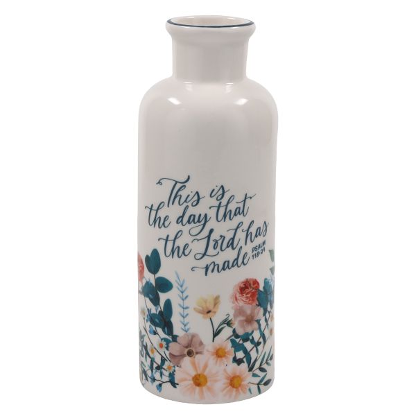 Ceramic Flower Vase - This Is the Day That the Lord Has Made